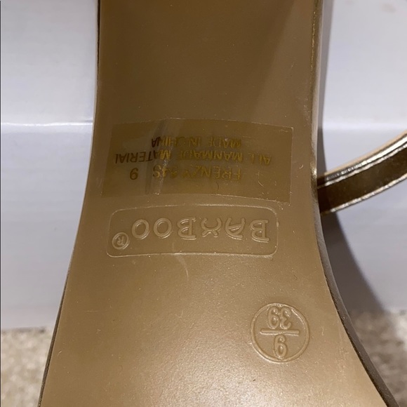 BAMBOO Gold Strappy Rhinestone Chunky Heels - Picture 4 of 9